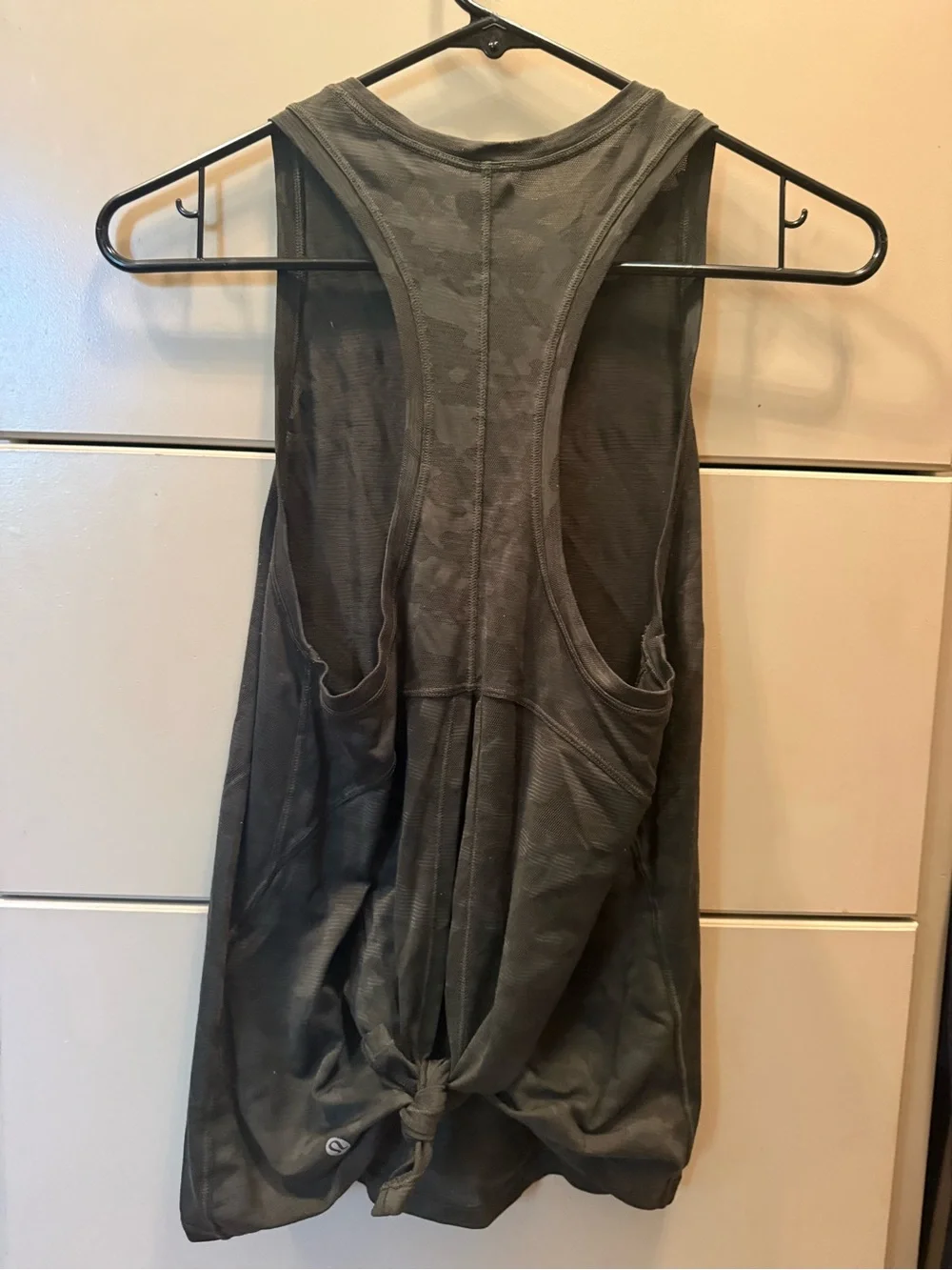 Lululemon Semi-Sheer Camouflage Sleeveless Tank Top — with Tie in Lower Back